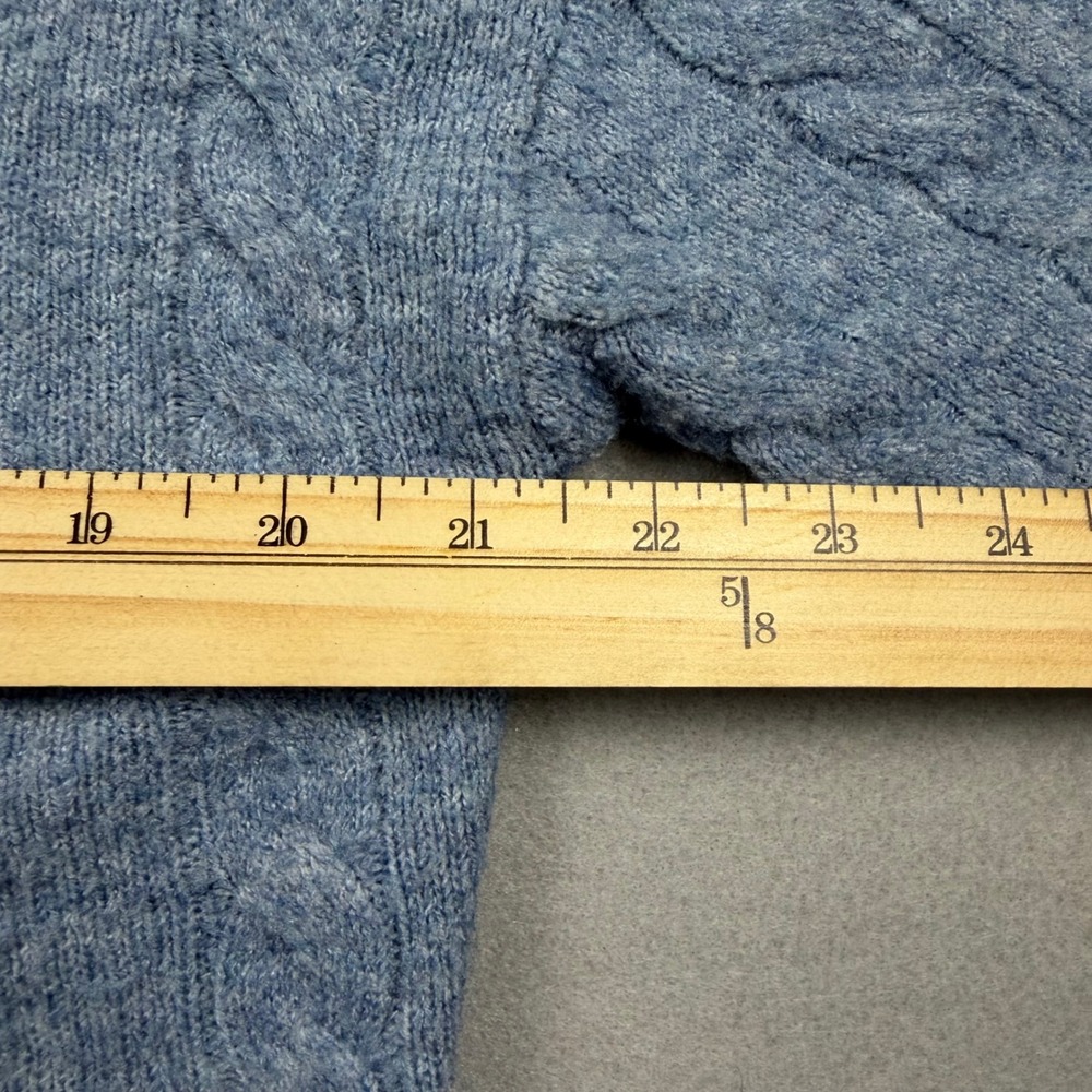 American Eagle Womens Large Blue Cable Knit Soft Full Zip Hoodie Sweater Cropped - Picture 8 of 10